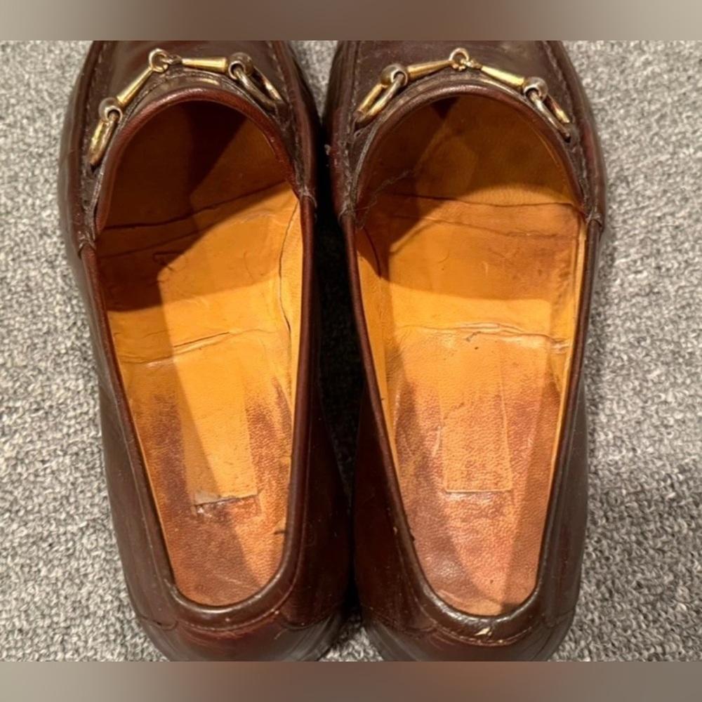 Gucci Horsebit Loafers - Brown Leather w/ Gold Bit - Size 44 M - Picture 6 of 11